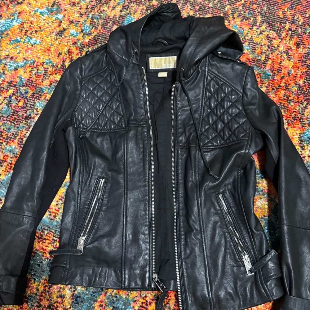 Michael Kors Black Quilted Leather Jacket